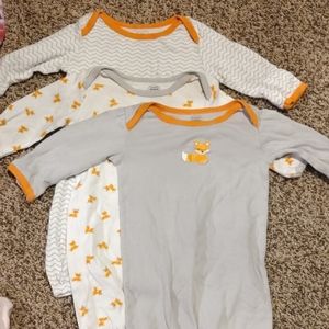 3 piece gown fox pajamas